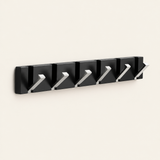 Foldable Hook Rack — Black rail, silver hooks, 6 hooks