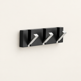 Foldable Hook Rack — Black rail, silver hooks, 3 hooks