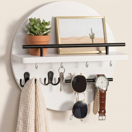 Round Wall Organizer — White/Black, front view
