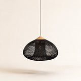 Java Rattan Pendant Light — Natural wood Black rattan main