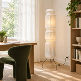 Kyoto Washi Paper Floor Lamp — home study in daylight, lamp on