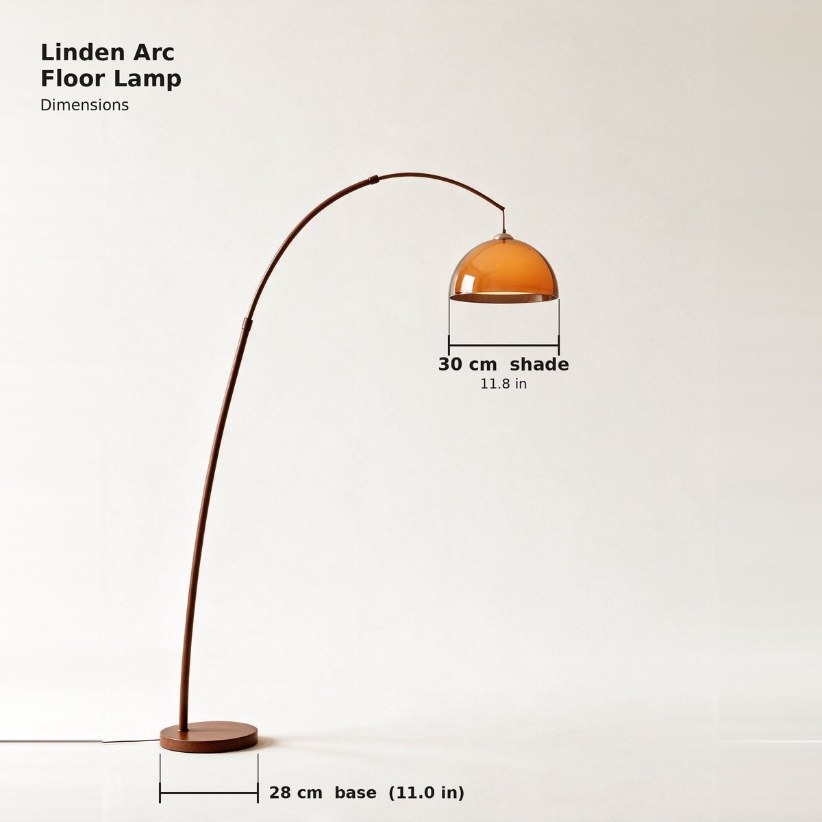 Linden Arc Floor Lamp — dimensions diagram