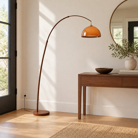Linden Arc Floor Lamp — entryway in daylight, lamp off
