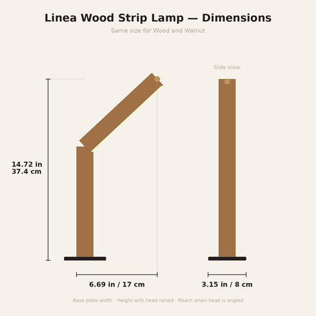 Linea Wood Strip Lamp — dimensions