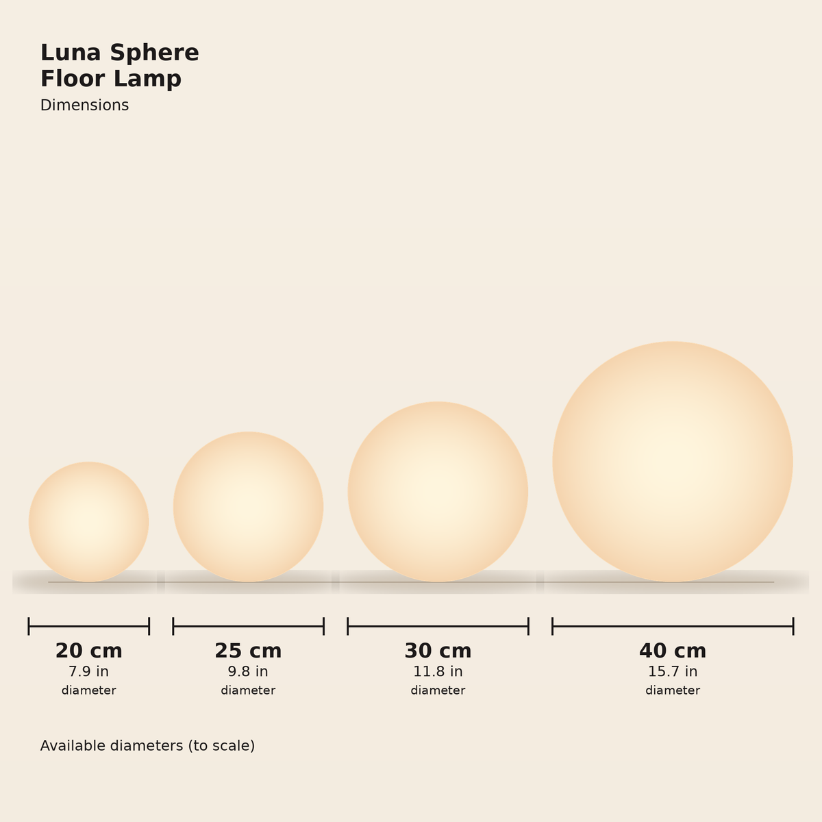 Luna Sphere Floor Lamp — dimensions diagram