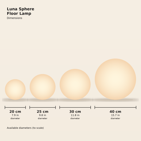 Luna Sphere Floor Lamp — dimensions diagram