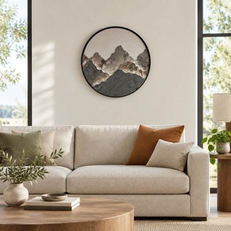 Mountain Wall Light switched off above a sofa in daylight