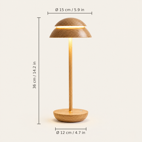 Nomad Cordless Table Lamp — dimensions: 36 cm (14.2 in) tall, 15 cm (5.9 in) shade, 12 cm (4.7 in) base