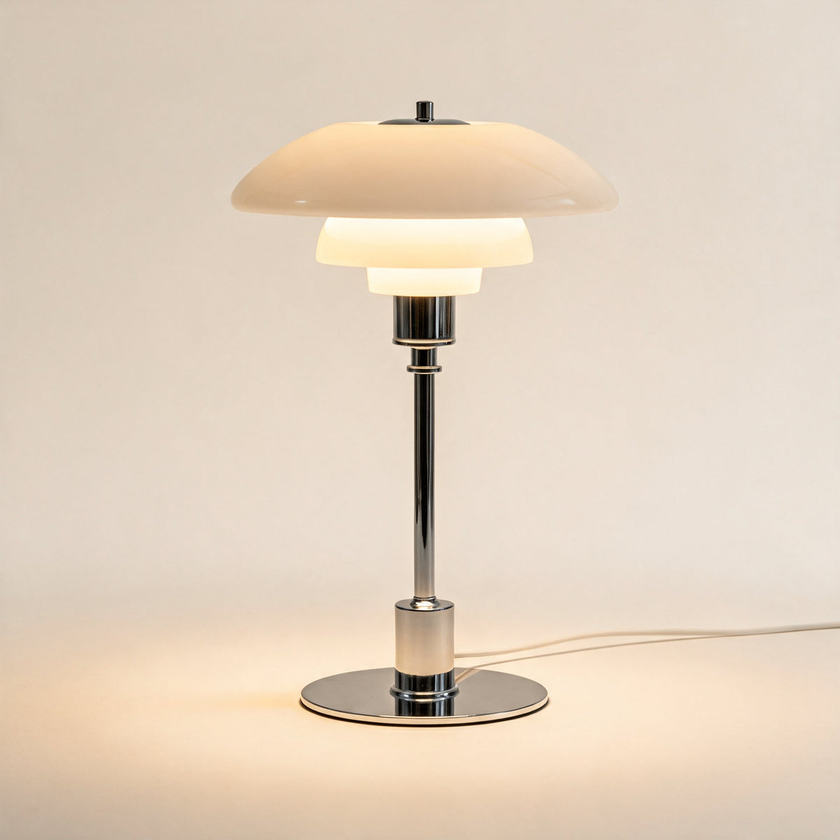 Nordic Glass Table Lamp — White/Silver hero