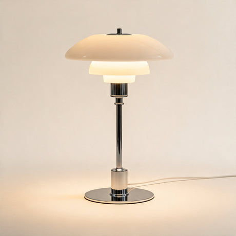 Nordic Glass Table Lamp — White/Silver hero
