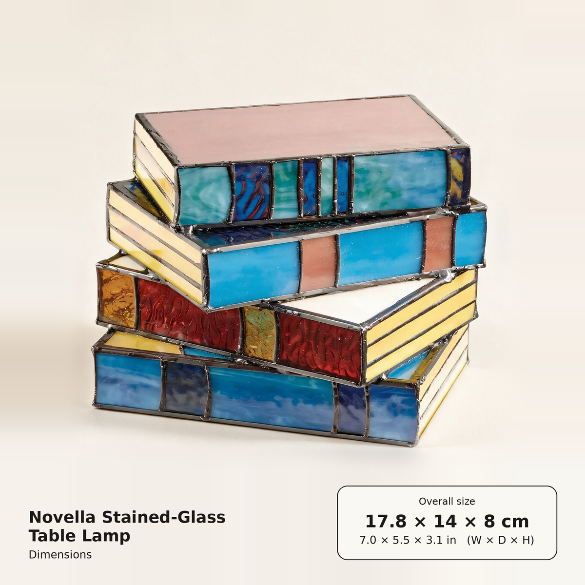 Novella Stained-Glass Table Lamp — dimensions diagram