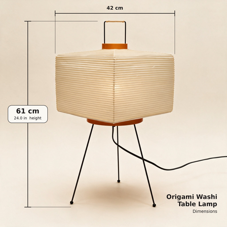 Origami Washi Table Lamp — dimensions diagram