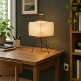 Origami Washi Table Lamp — study in daylight, lamp on
