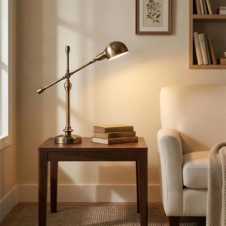Brass Boom-Arm Desk Lamp - reading nook lifestyle