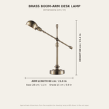 Brass Boom-Arm Desk Lamp - dimensions diagram