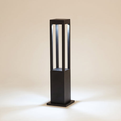 Rowan Aluminum Bollard Light — hero, cold white glow