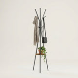 Shelf Coat Stand — with scarf, crossbody bag and shelf plant