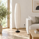 Sora Rice Paper Floor Lamp — living room in daylight, lamp off