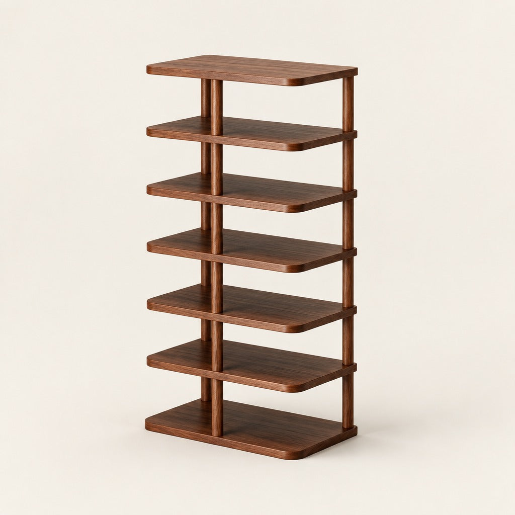 Spire Shoe Tower, Walnut 7-tier Full