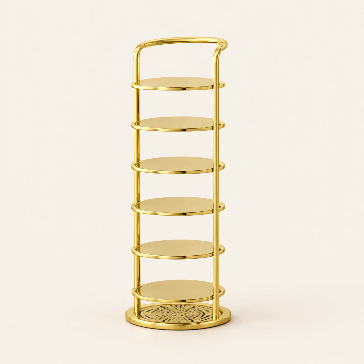 Vertex Round Shoe Rack — 6-Tier Gold