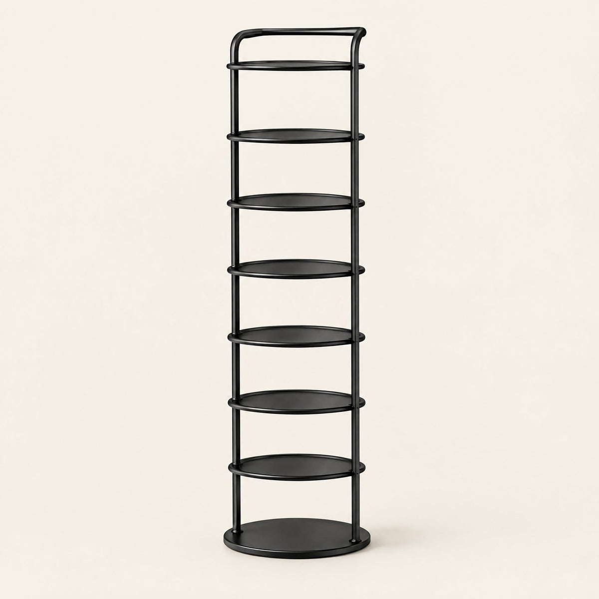 Vertex Round Shoe Rack — 8-Tier Black