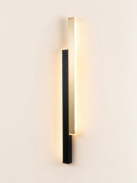 Vertical Strip Wall Sconce - hero product shot (Black + Gold)