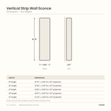 Vertical Strip Wall Sconce - dimensions diagram, five lengths