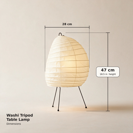 Washi Tripod Table Lamp — dimensions diagram